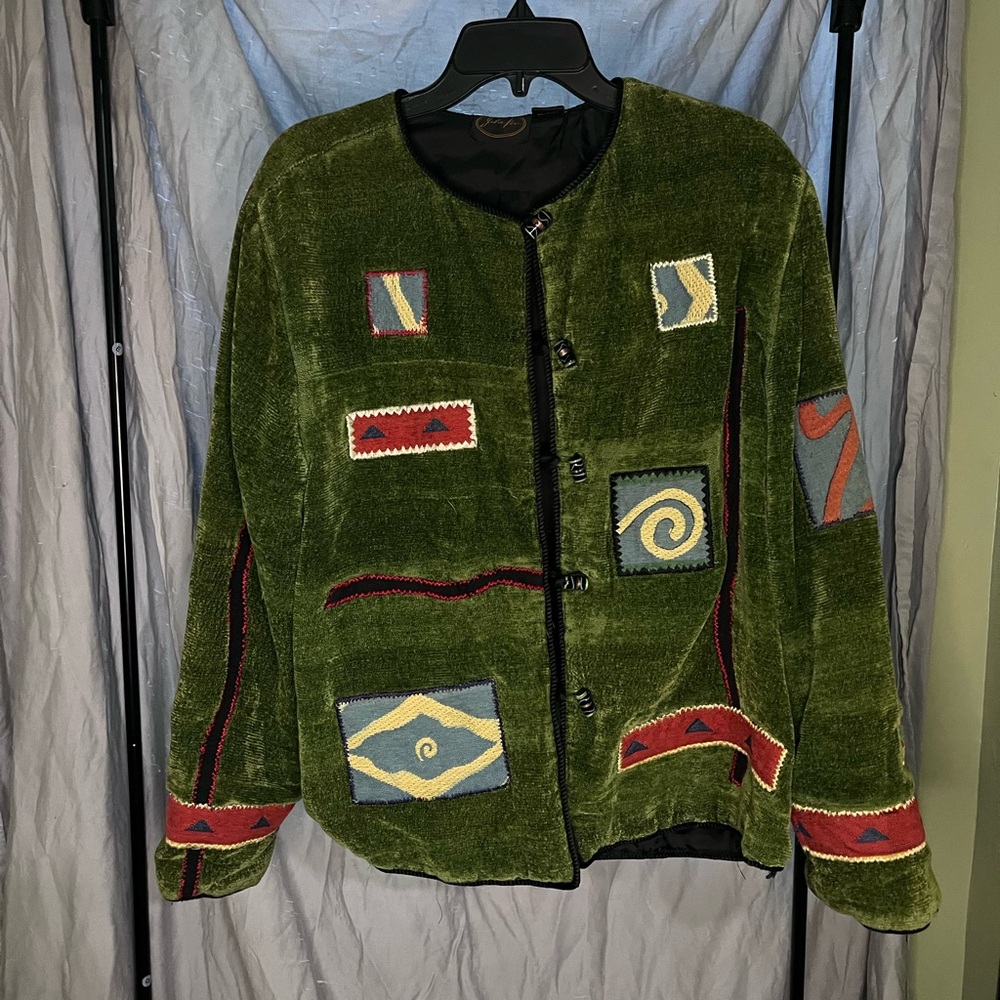 Women's Green Patchwork Jacket